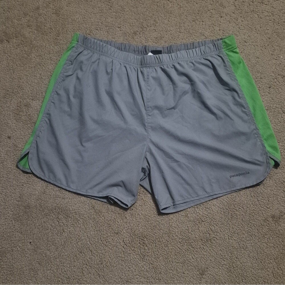 Patagonia Strider Pro Running Shorts Mens XL Gray Green 5 Inch Inseam
